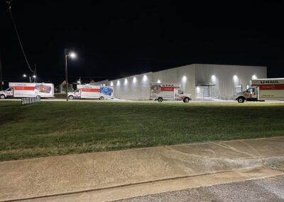 Several-U-Haul-rental-trucks-outside-of-our-10-E-Market-St-Indoor-Climate-Controlled-storage-units.