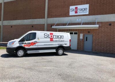 Self storage facility in Axton, VA with U-Haul van parked outside for moving convenience.