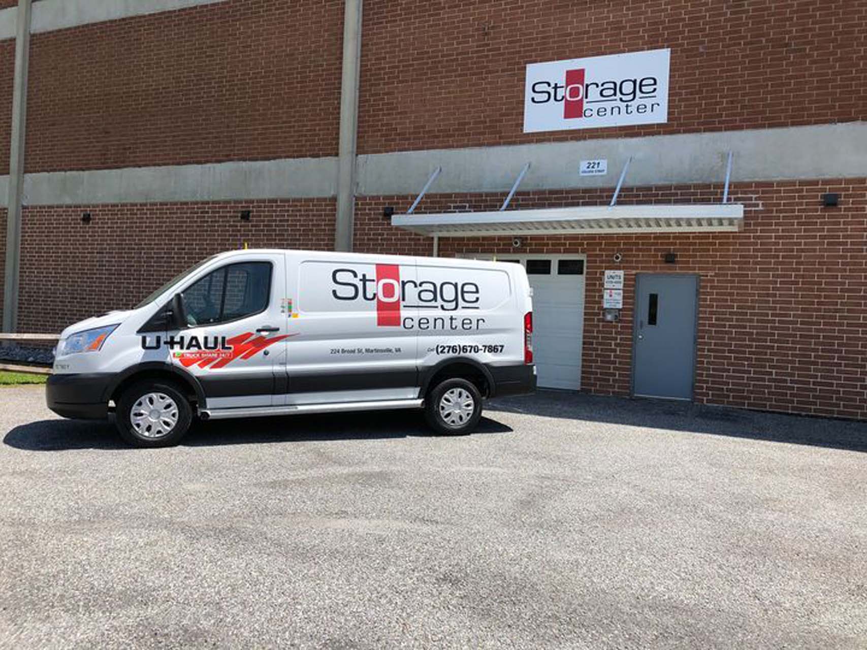 Self storage facility in Axton, VA with U-Haul van parked outside for moving convenience.